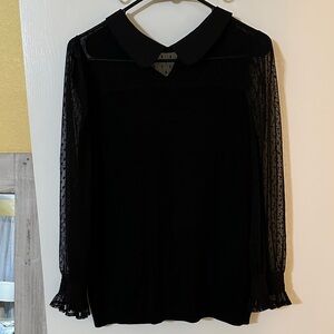 Adrianna Papell Black Lace Sleeve Blouse